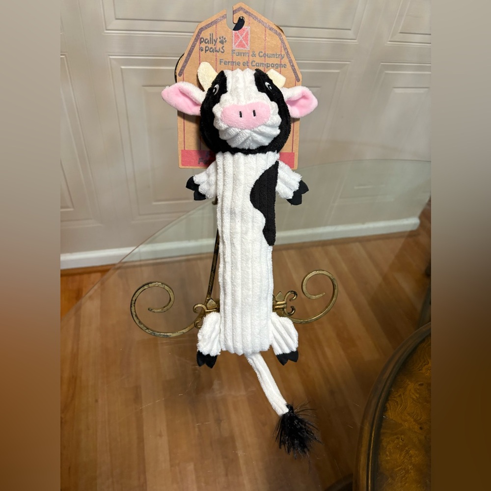 Pally Paws Very Solf  Lamb Clinker & Squeaky Plush Dog Toy - 14” Cow